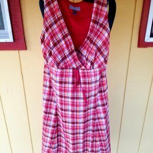 RED & ORANGE PLAID SHEATH BOHEMIAN DRESS